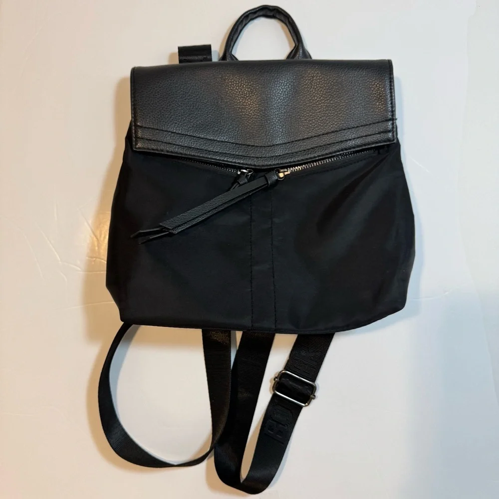 Botkier New York Black Backpack – Nylon & Faux Leather Travel Style